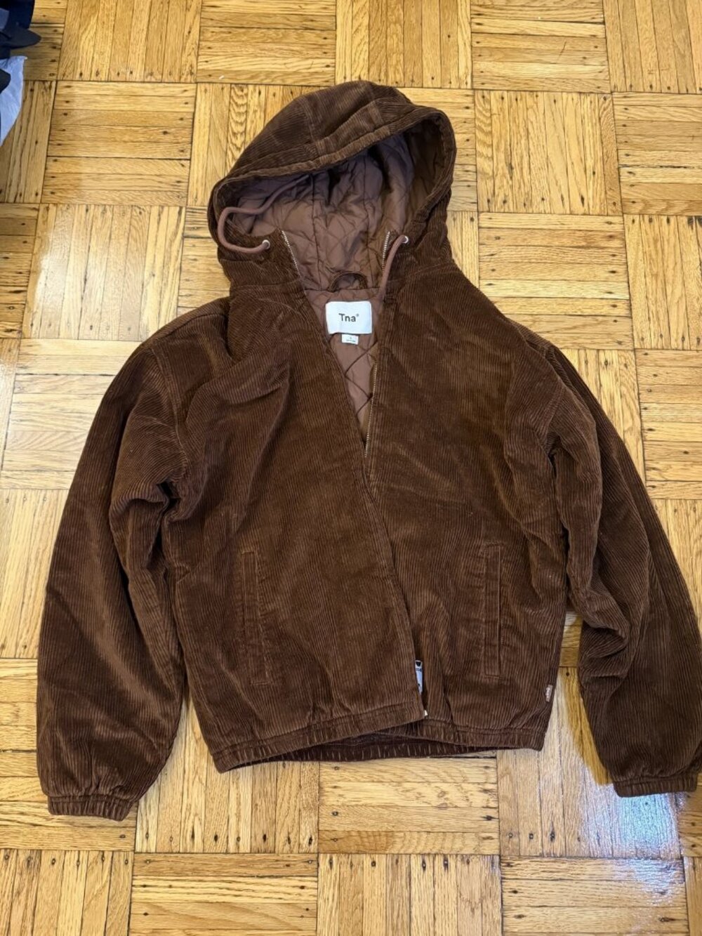 Aritzia TNA Morrison Brown Corduroy Hooded Jacket S